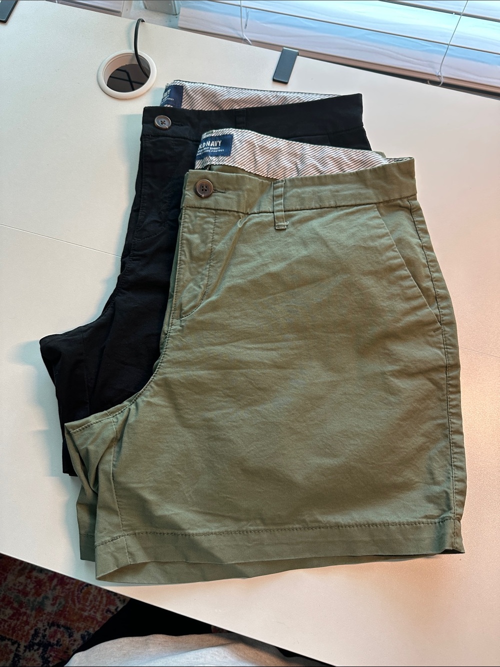Old Navy Olive Green and Black Chino Shorts Set